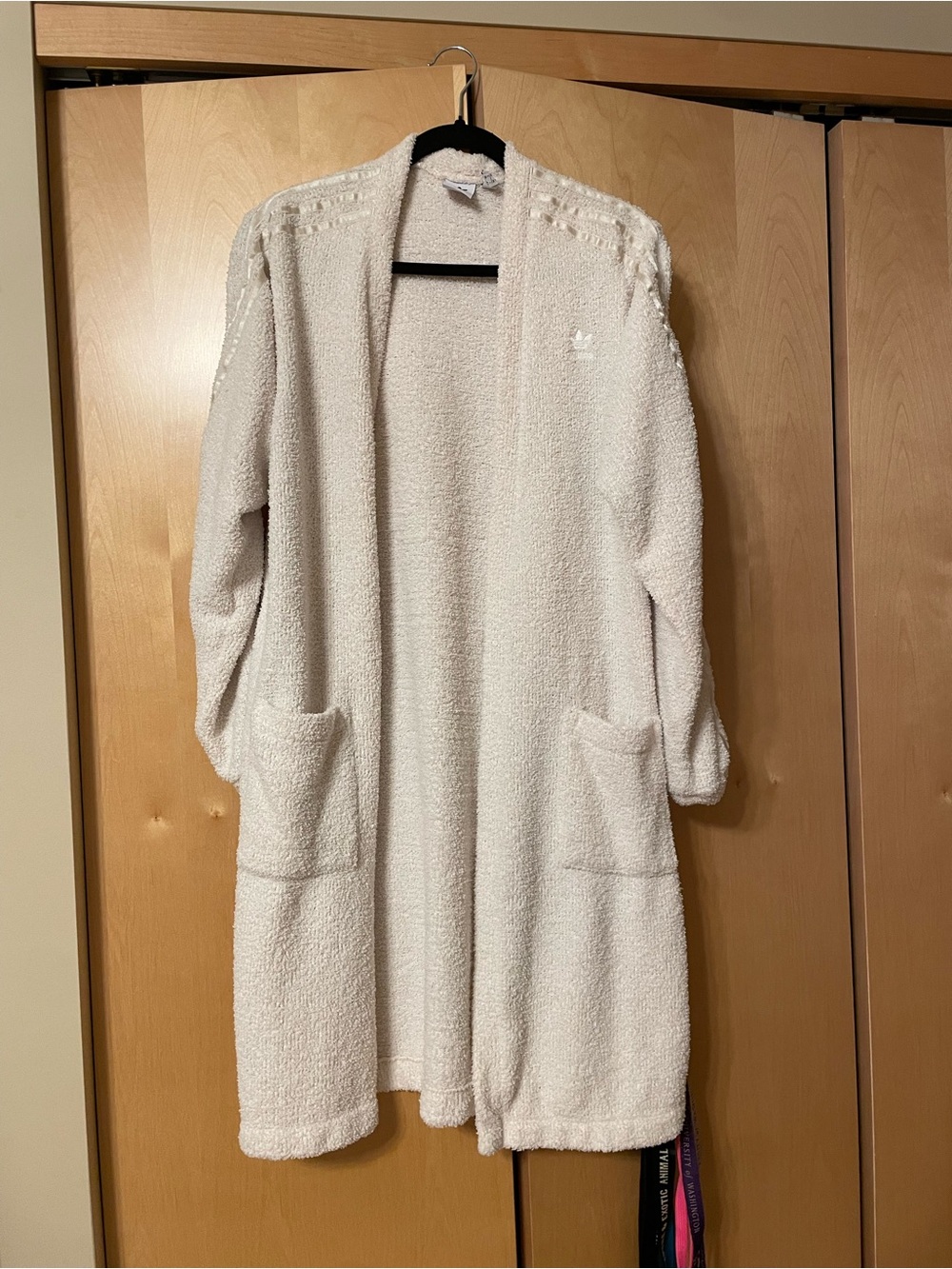 adidas Cream Plush Open-Front Cardigan